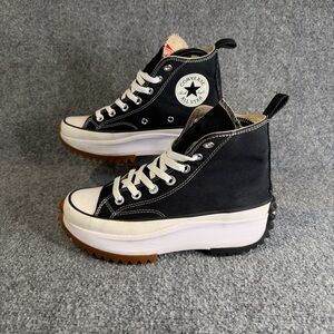 Converse Run Star Hike High Top Platform Sneakers Black White Womens 6